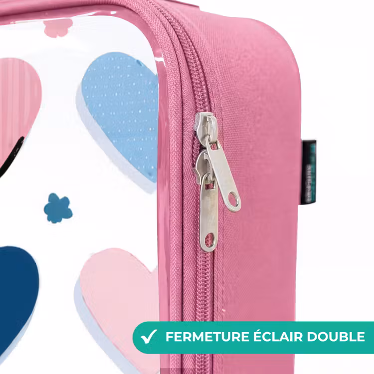 Valise enfant avec nom - Rose - Coeurs - Pastel - Motif — 7