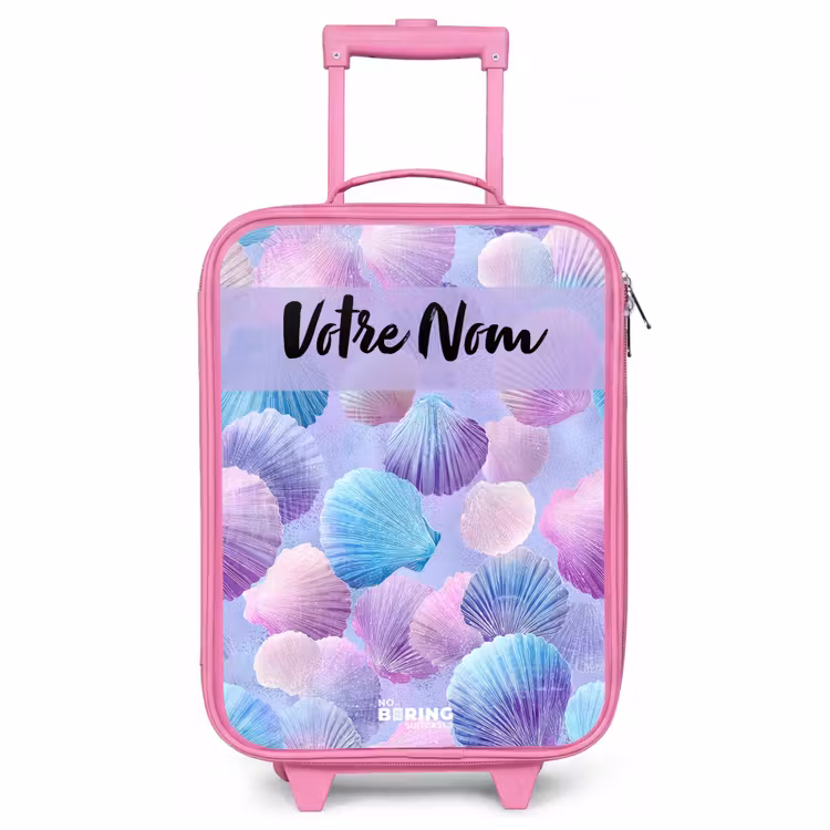 Valise enfant avec nom - Rose - Coquillages - Violet - Bleu - Motif — 1
