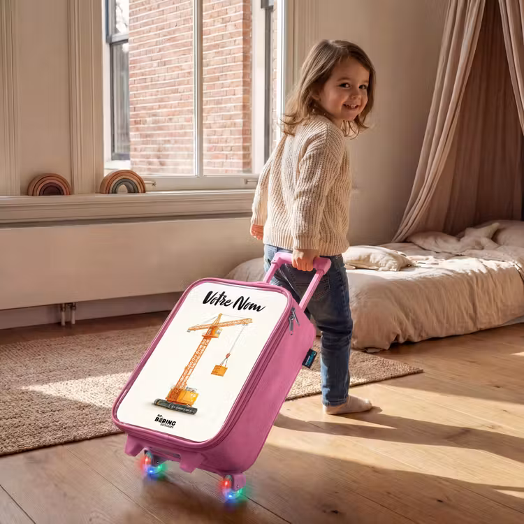 Valise enfant avec nom - Rose - Grue à tour - Signée - Orange — 2