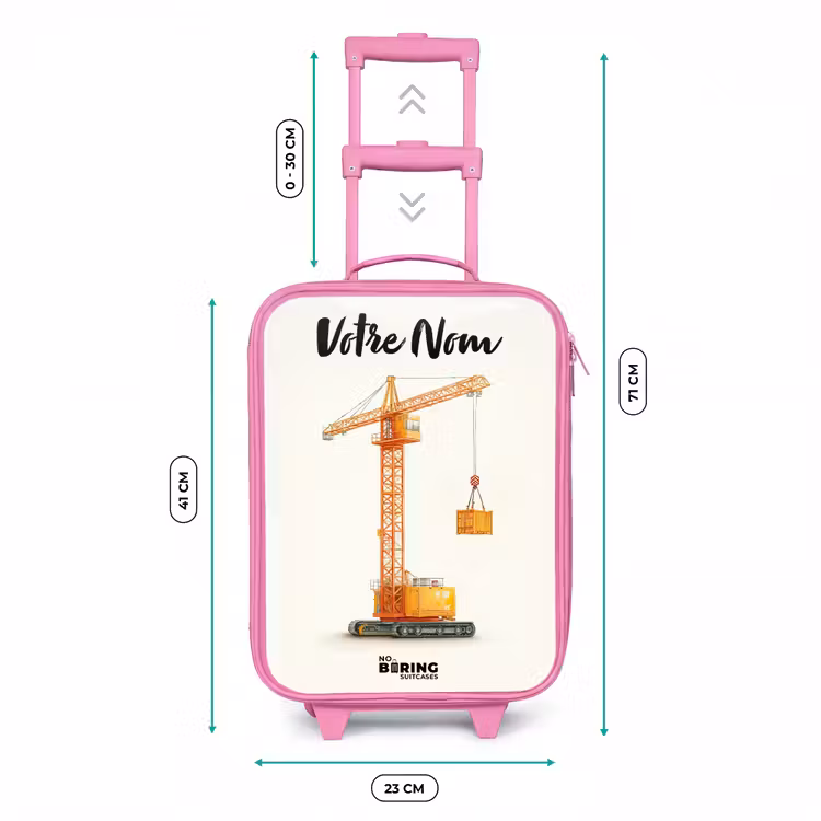 Valise enfant avec nom - Rose - Grue à tour - Signée - Orange — 6