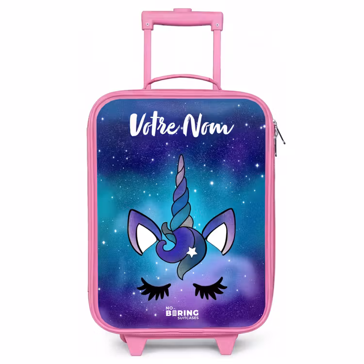 Valise enfant avec nom - Rose - Licorne - Ciel étoilé - Bleu — 1
