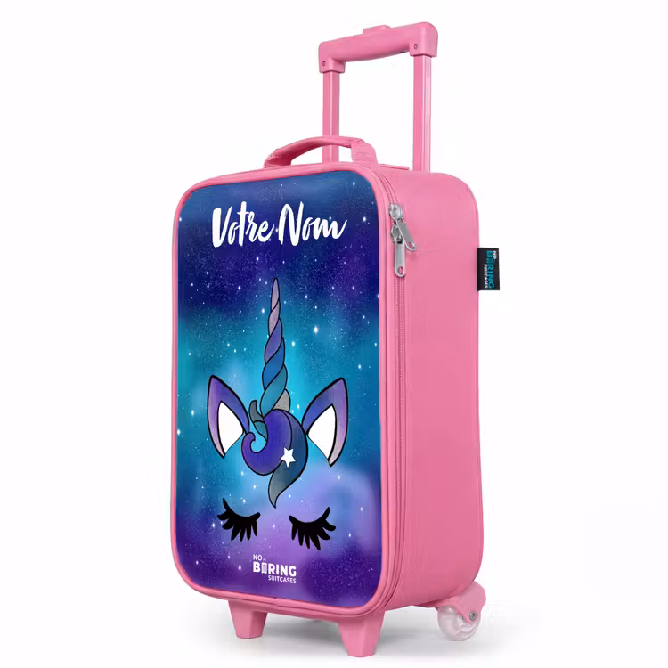Valise enfant avec nom - Rose - Licorne - Ciel étoilé - Bleu — 8