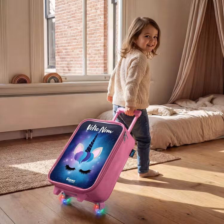 Valise enfant avec nom - Rose - Licorne - Étoiles - Bleu — 2