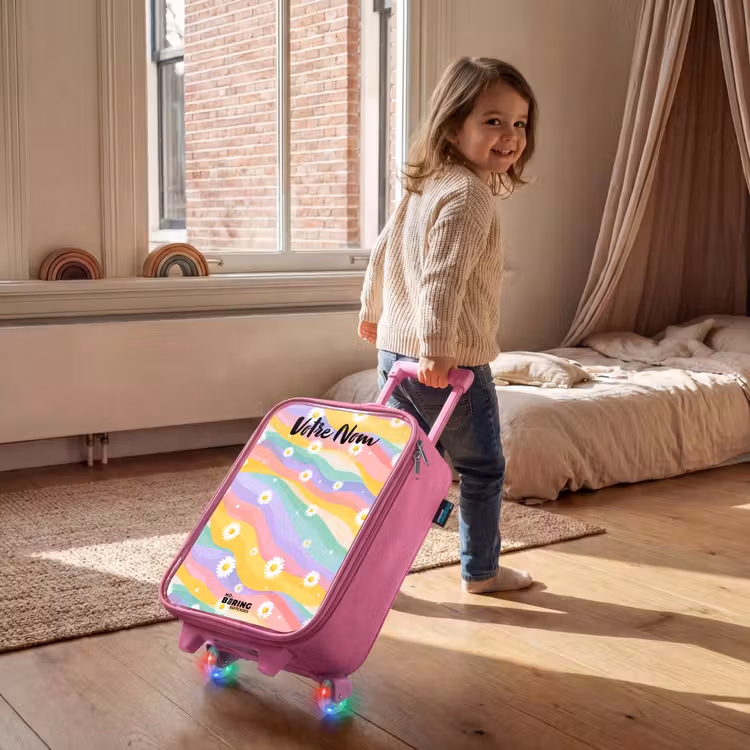 Valise enfant avec nom - Rose - Marguerites - Colorées - Pastel — 2