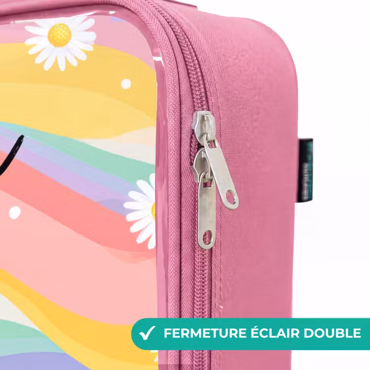 Valise enfant avec nom - Rose - Marguerites - Colorées - Pastel — 7