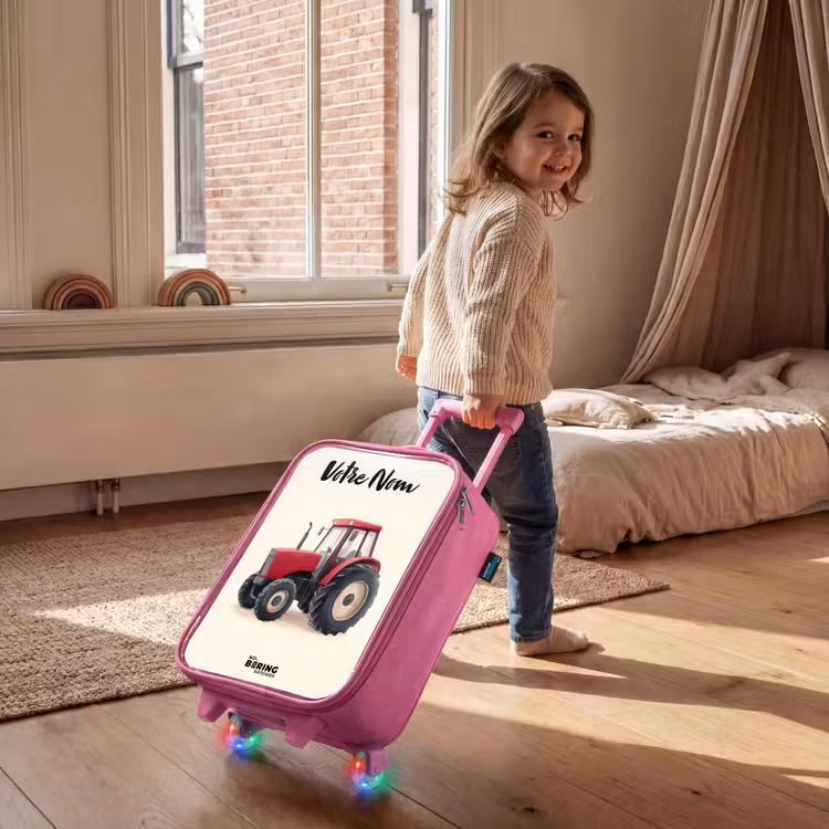 Valise enfant avec nom - Rose - Tracteur - Signé - Rouge — 2