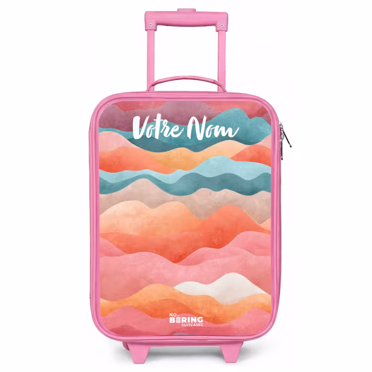 Valise enfant avec nom - Rose - Vagues - Colorées - Abstraites — 1