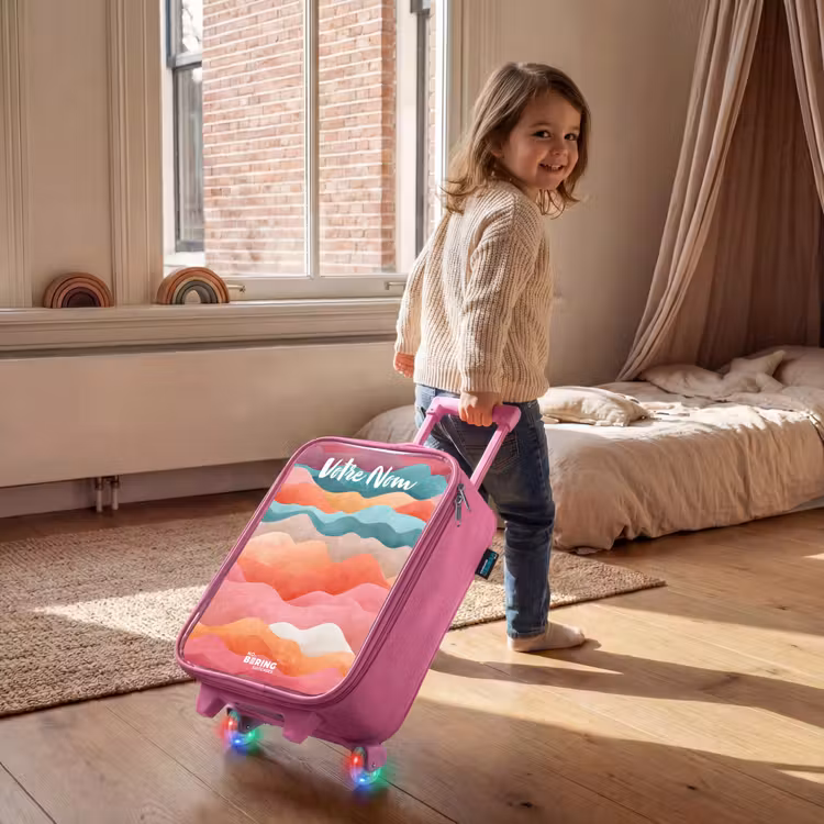 Valise enfant avec nom - Rose - Vagues - Colorées - Abstraites — 2