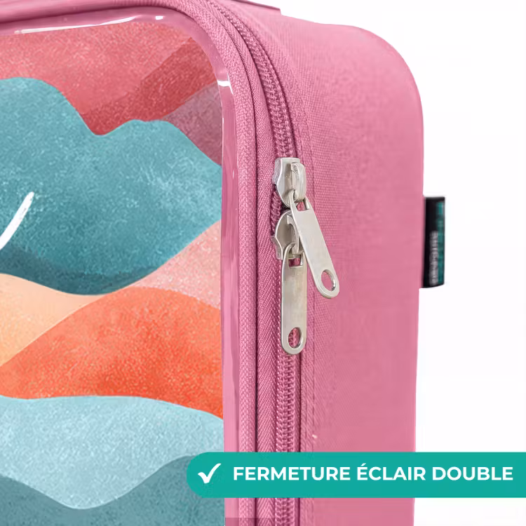Valise enfant avec nom - Rose - Vagues - Colorées - Abstraites — 7