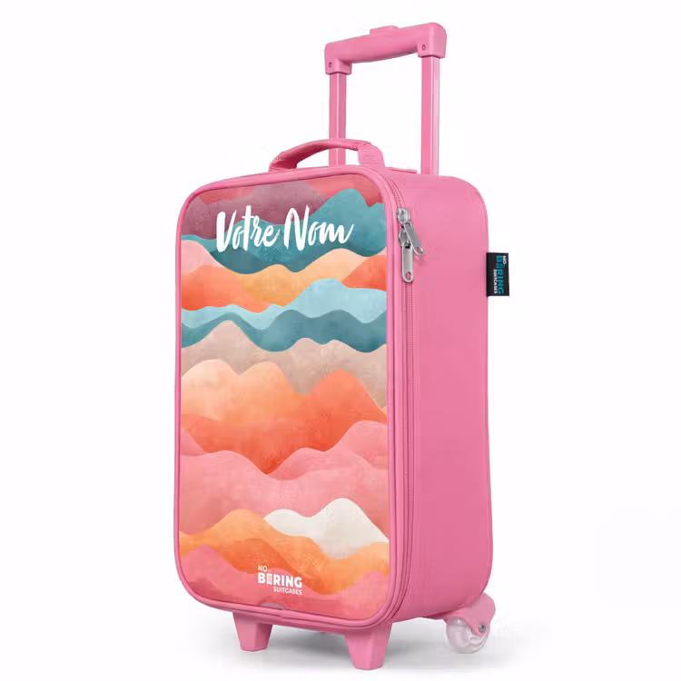 Valise enfant avec nom - Rose - Vagues - Colorées - Abstraites — 8