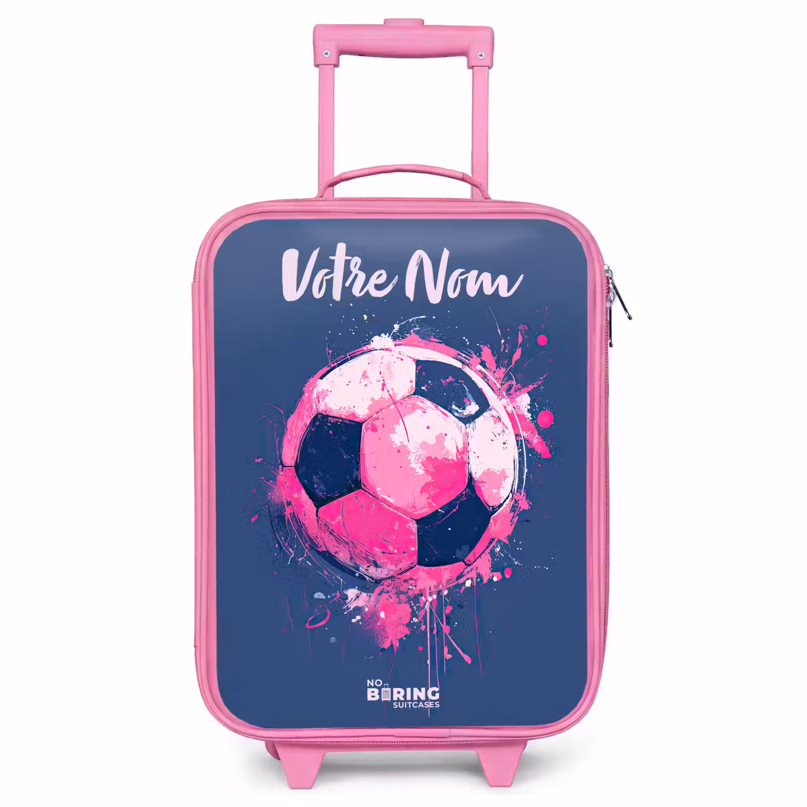 Valise enfant avec nom - Rose - Football vibes - Peinture - Rose - Bleu — 1