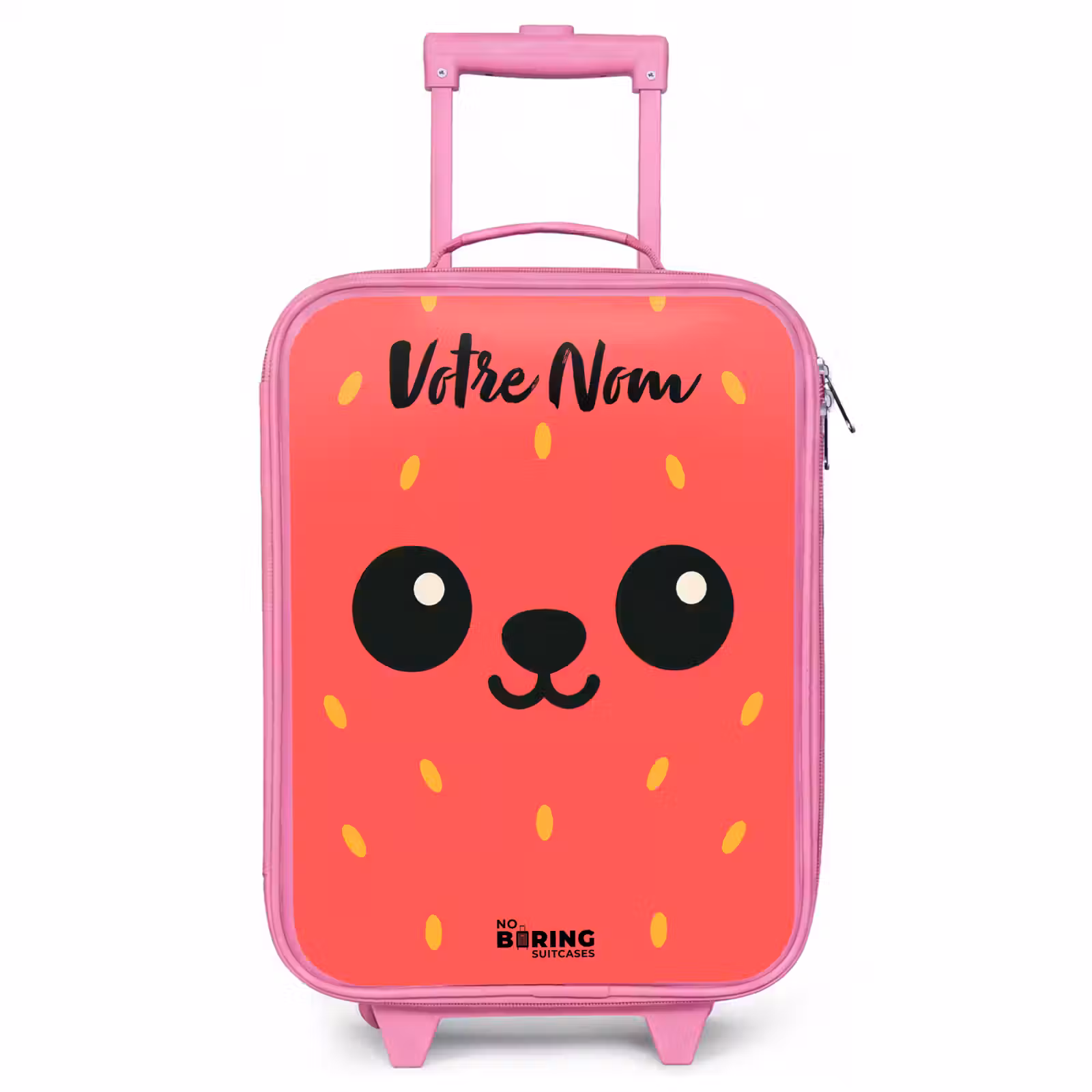 Valise enfant avec nom - Rose - Kawai - Fraise - Rouge — 1