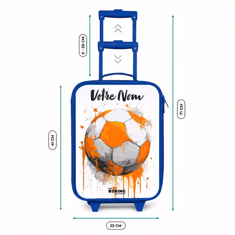 Valise enfant avec nom - Bleu - Football vibes - Peinture - Orange — 6
