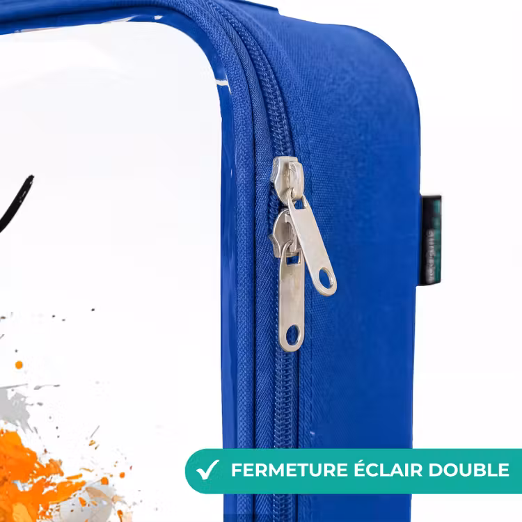 Valise enfant avec nom - Bleu - Football vibes - Peinture - Orange — 7