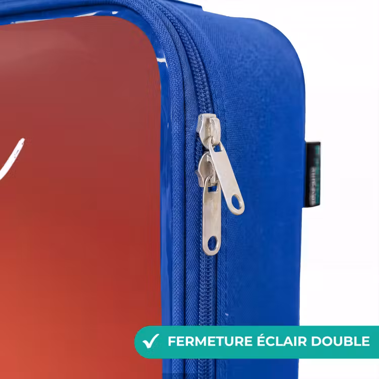 Valise enfant avec nom - Bleu - Footballeur - Ballon - Cercle lumineux - Rouge — 7