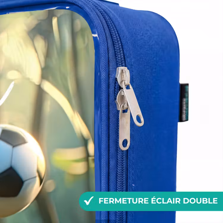 Valise enfant avec nom - Bleu - Garçon - Football - Forêt - Arbres — 7