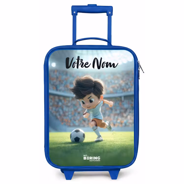 Valise enfant avec nom - Bleu - Garçon - Stade - Football - Soleil — 1