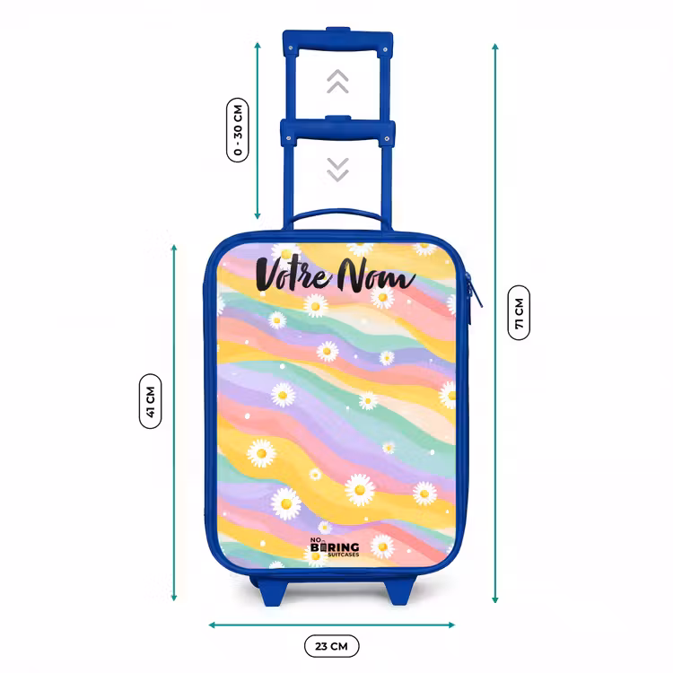 Valise enfant avec nom - Bleu - Marguerites - Colorées - Pastel — 6