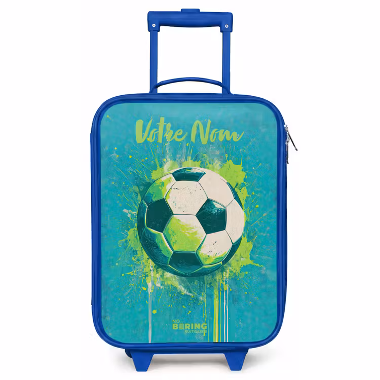 Valise enfant avec nom - Bleu - Vibrations footballistiques - Éclaboussures de peinture - Vert - Bleu — 1
