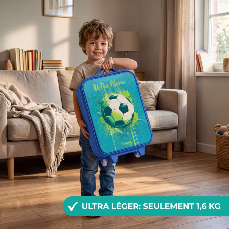 Valise enfant avec nom - Bleu - Vibrations footballistiques - Éclaboussures de peinture - Vert - Bleu — 3