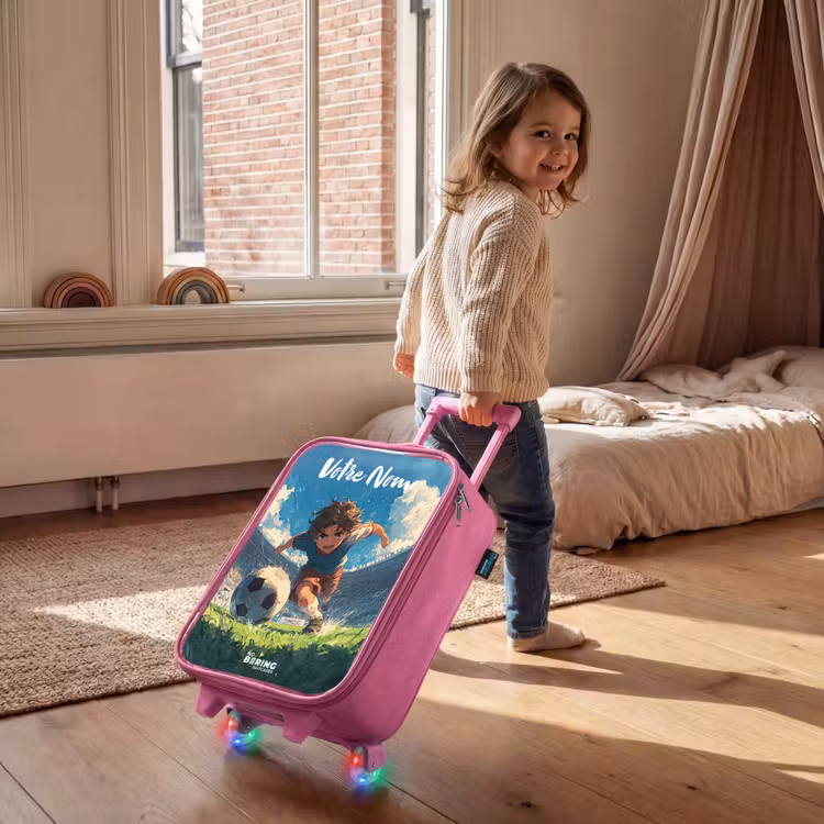 Valise enfant avec nom - Rose - Football - Pelouse - Stade - Peinture — 2