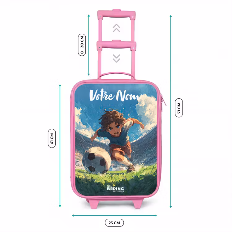 Valise enfant avec nom - Rose - Football - Pelouse - Stade - Peinture — 6