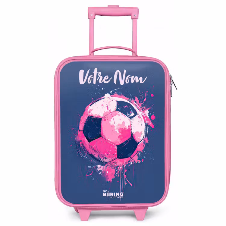 Valise enfant avec nom - Rose - Football vibes - Peinture - Rose - Bleu — 1