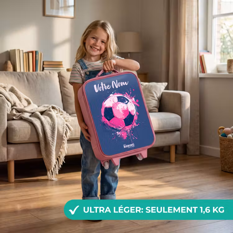 Valise enfant avec nom - Rose - Football vibes - Peinture - Rose - Bleu — 3