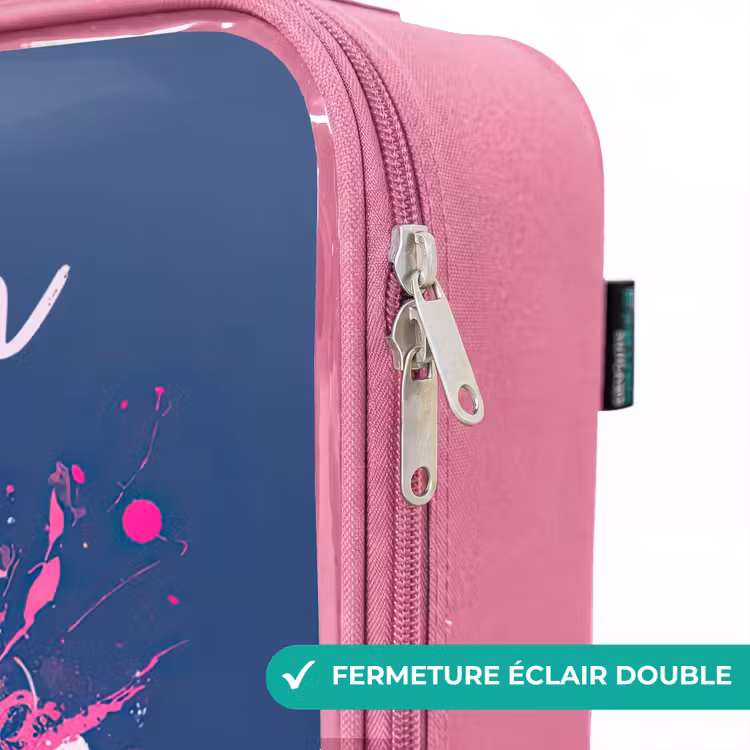Valise enfant avec nom - Rose - Football vibes - Peinture - Rose - Bleu — 7