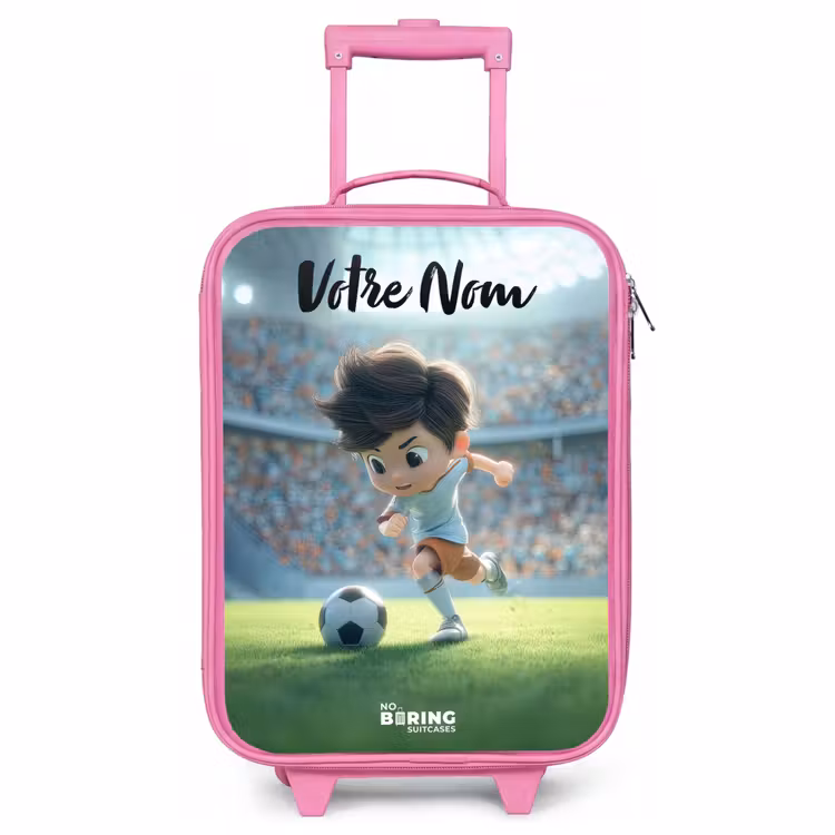 Valise enfant avec nom - Rose - Garçon - Stade - Football - Soleil — 1