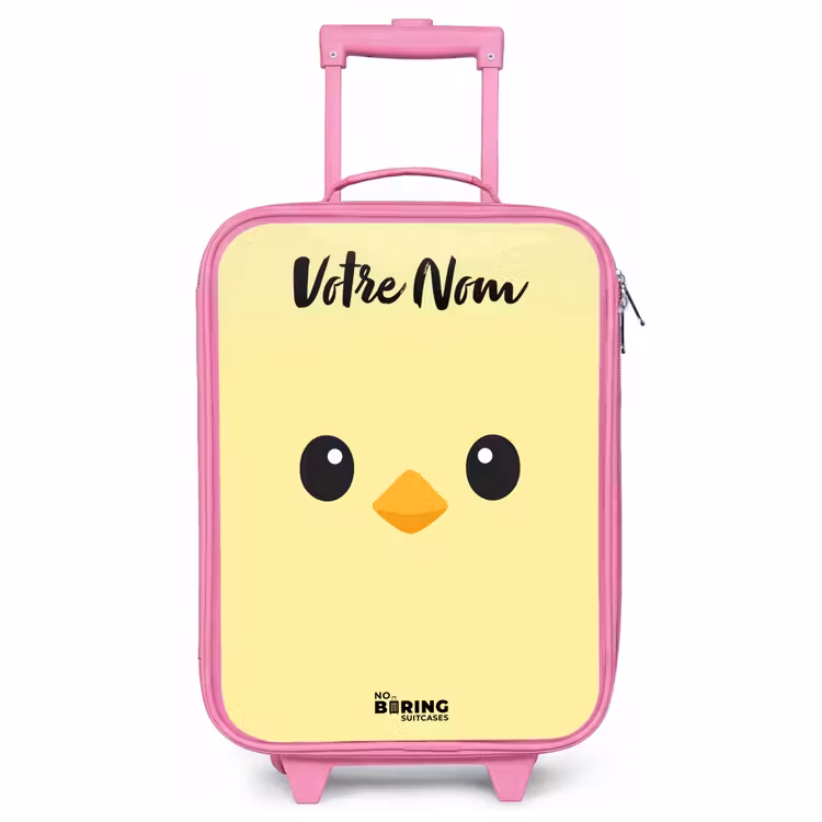 Valise enfant avec nom - Rose - Kawai - Chick - Jaune — 1