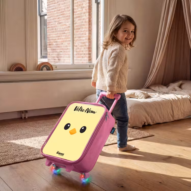 Valise enfant avec nom - Rose - Kawai - Chick - Jaune — 2