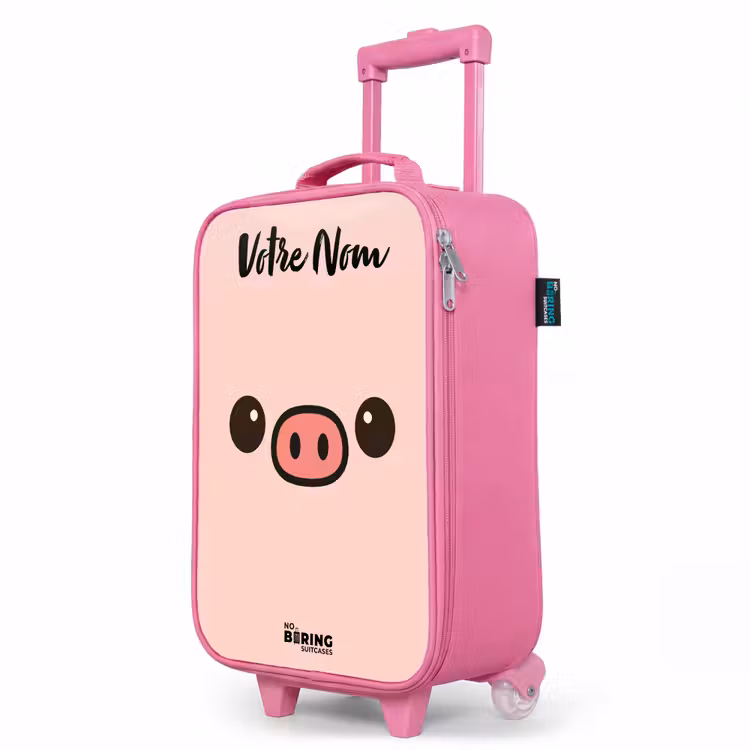 Valise enfant avec nom - Rose - Kawai - Cochon - Rose — 8