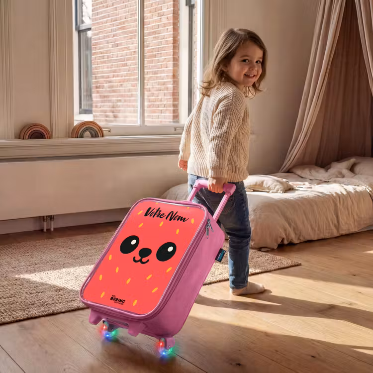 Valise enfant avec nom - Rose - Kawai - Fraise - Rouge — 2