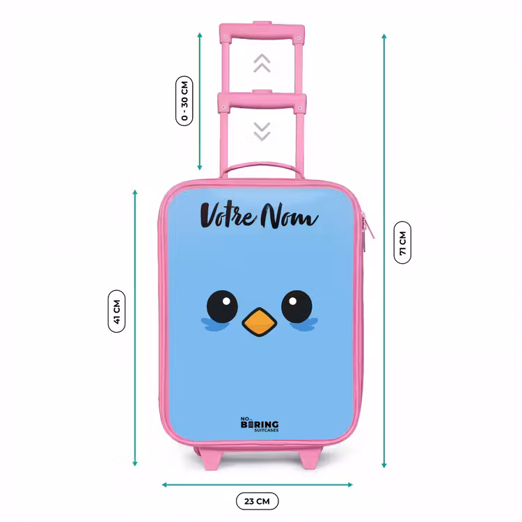 Valise enfant avec nom - Rose - Kawai - Oiseau - Bleu — 6