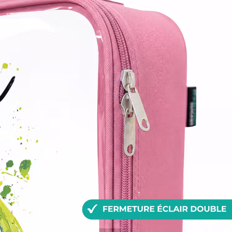 Valise enfant avec nom - Rose - Vibrations footballistiques - Peinture - Vert - Bleu — 7