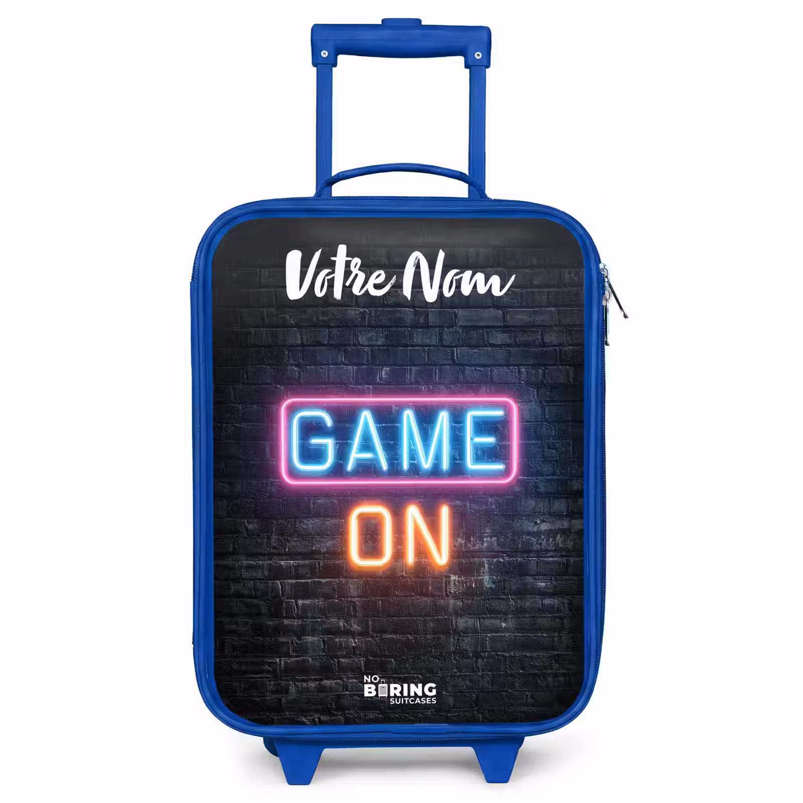 Valise enfant avec nom - Bleu - Jeu - Néon - Mur — 1