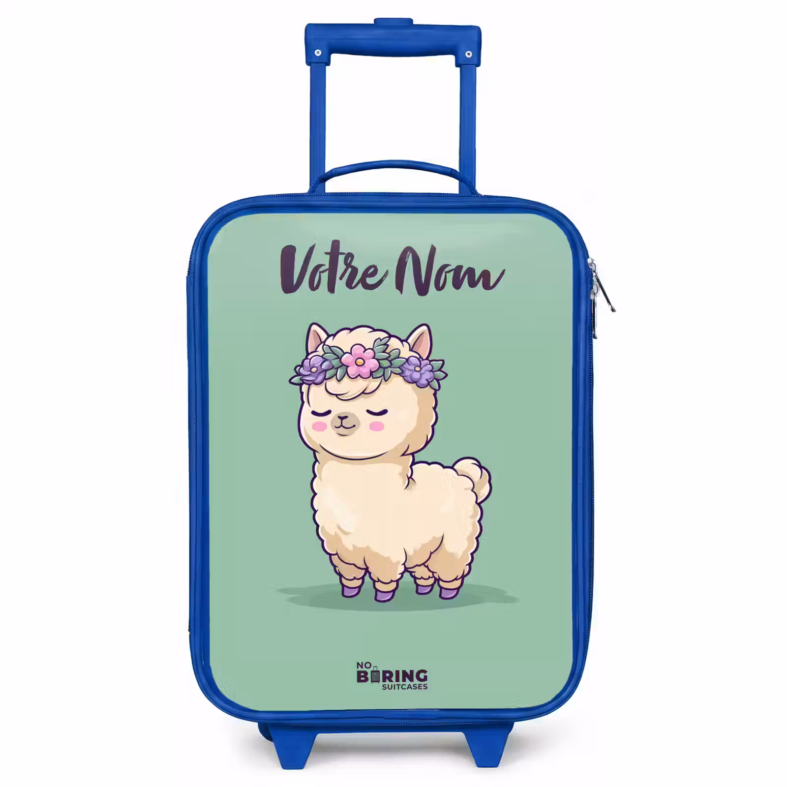 Valise enfant avec nom - Bleu - Kawai - Alpaga - Vert — 1