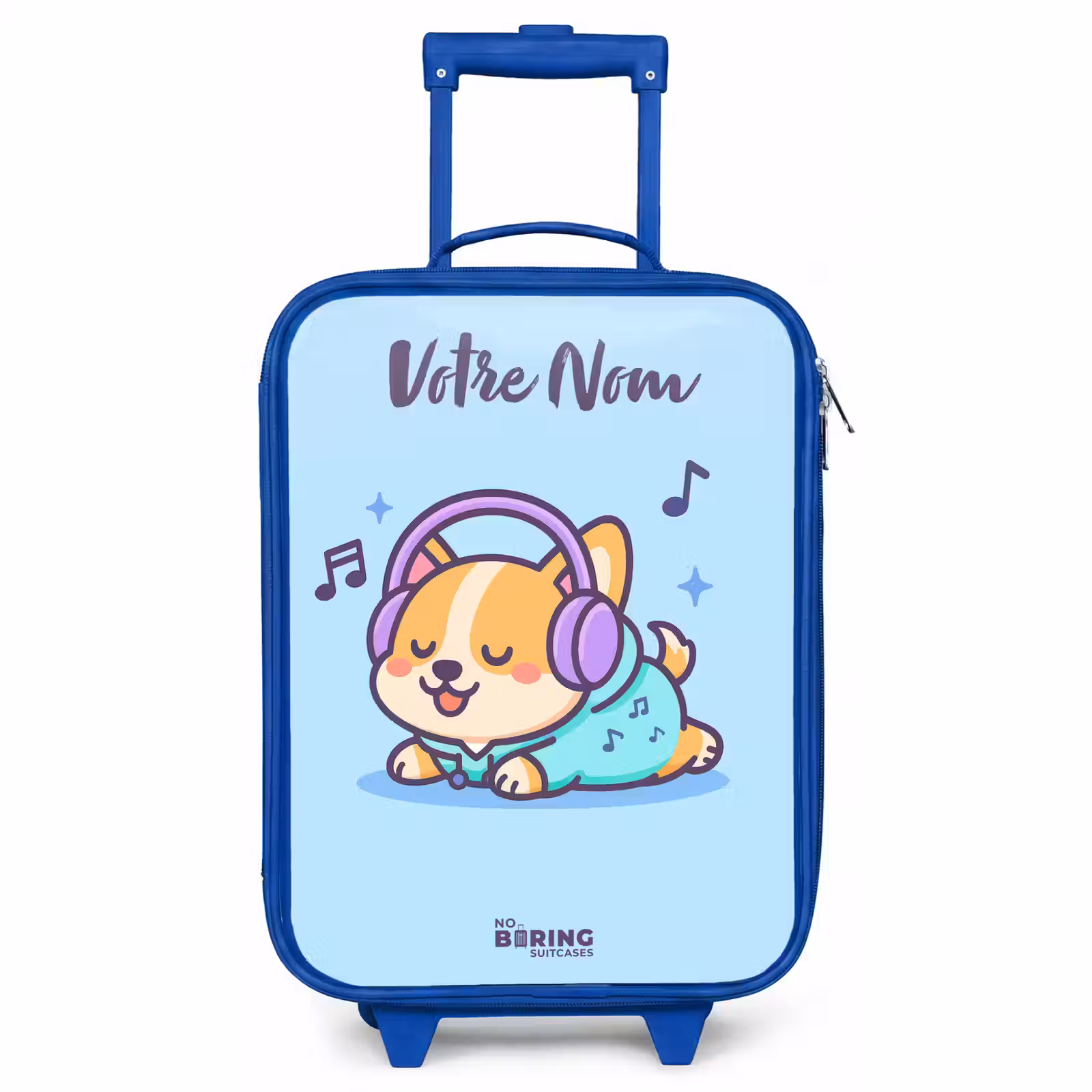 Valise enfant avec nom - Bleu - Kawai - Chien - Musique — 1
