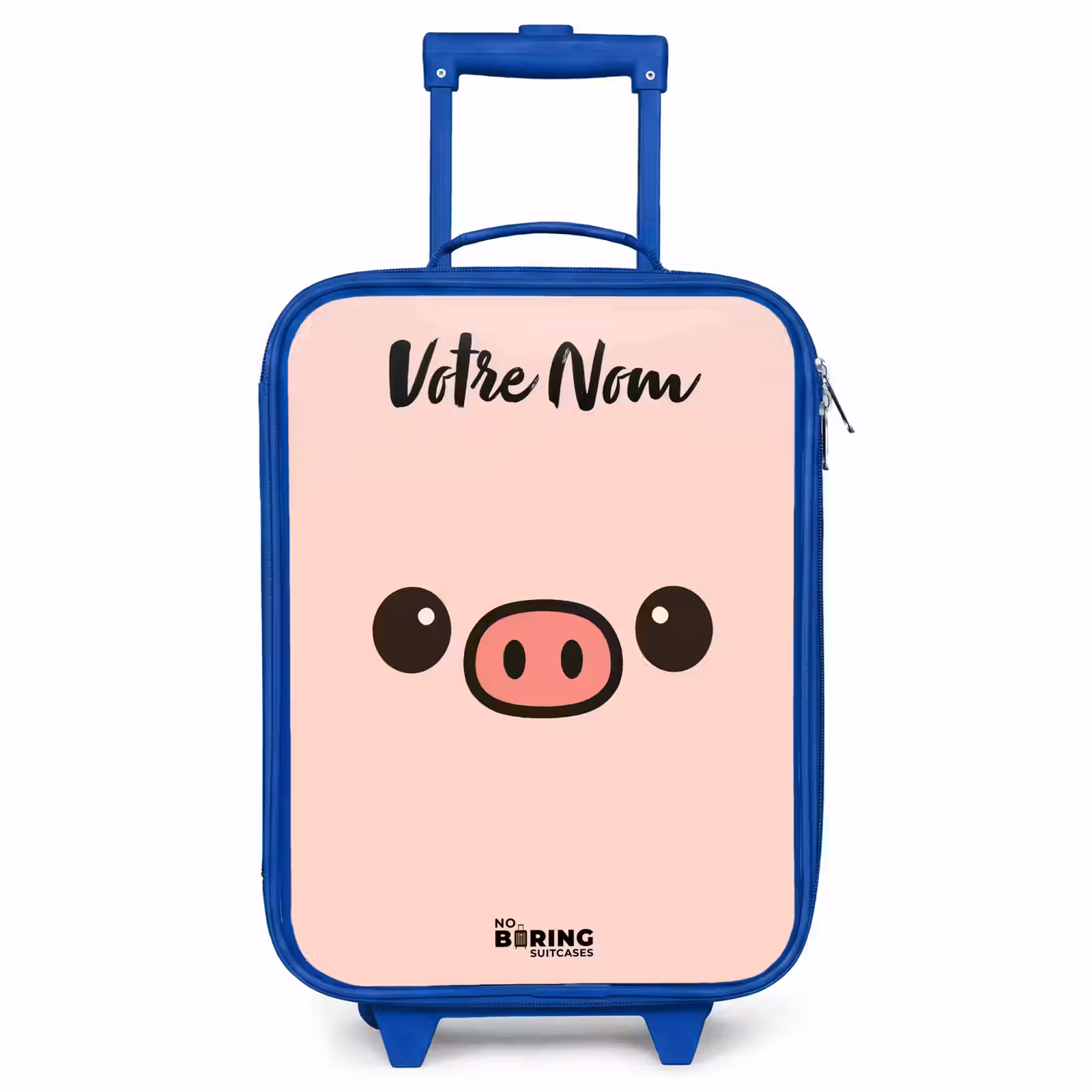 Valise enfant avec nom - Bleu - Kawai - Cochon - Rose — 1