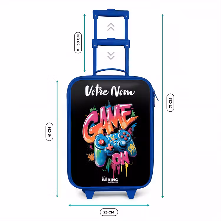 Valise enfant avec nom - Bleu - Contrôleur - Jeu - Graffiti - Texte — 6