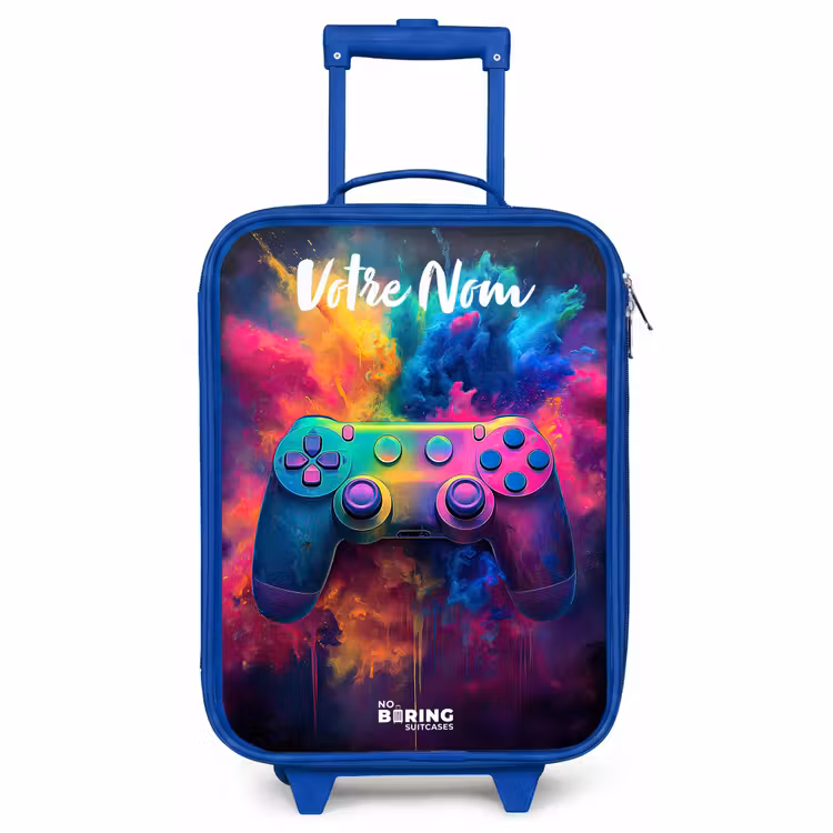 Valise enfant avec nom - Bleu - Jeu - Contrôleur - Coloré - Explosion — 1