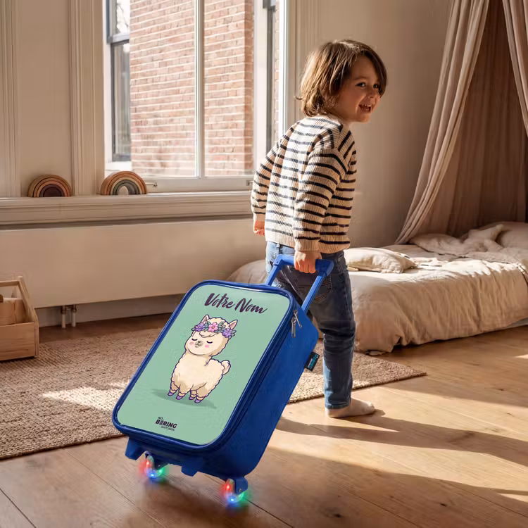 Valise enfant avec nom - Bleu - Kawai - Alpaga - Vert — 2