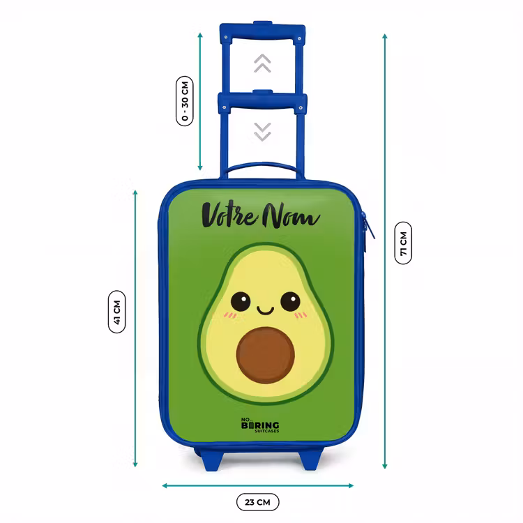 Valise enfant avec nom - Bleu - Kawai - Avocado - Vert — 6