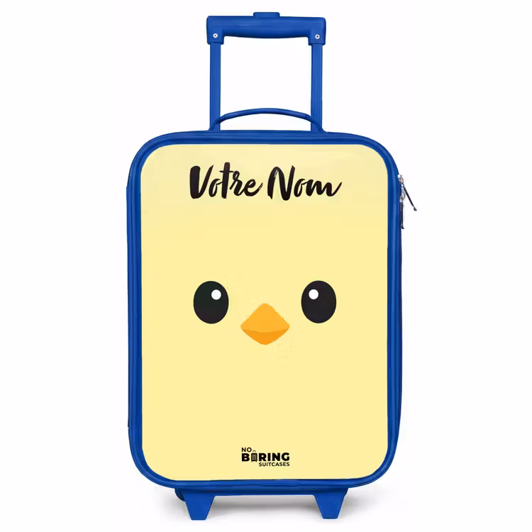 Valise enfant avec nom - Bleu - Kawai - Chick - Jaune — 1