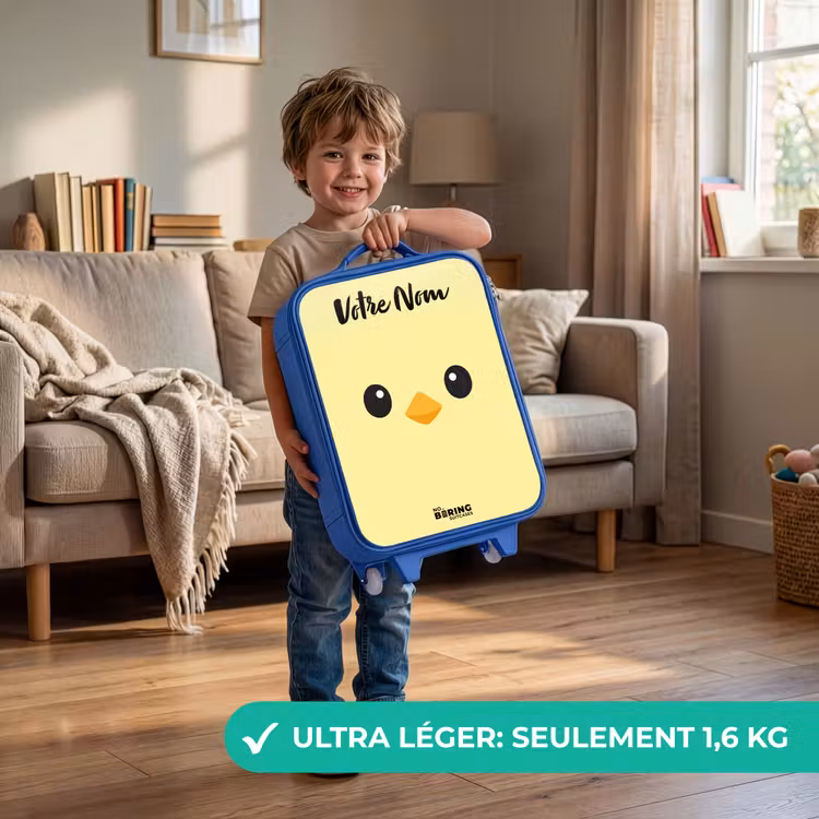 Valise enfant avec nom - Bleu - Kawai - Chick - Jaune — 3