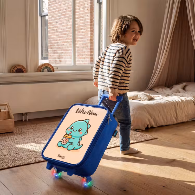 Valise enfant avec nom - Bleu - Kawai - Dino - Bubbletea — 2
