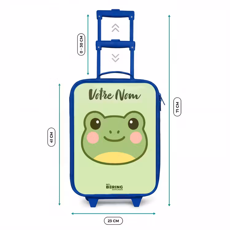 Valise enfant avec nom - Bleu - Kawai - Grenouille - Vert — 6