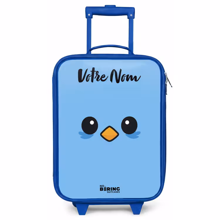 Valise enfant avec nom - Bleu - Kawai - Oiseau - Bleu — 1