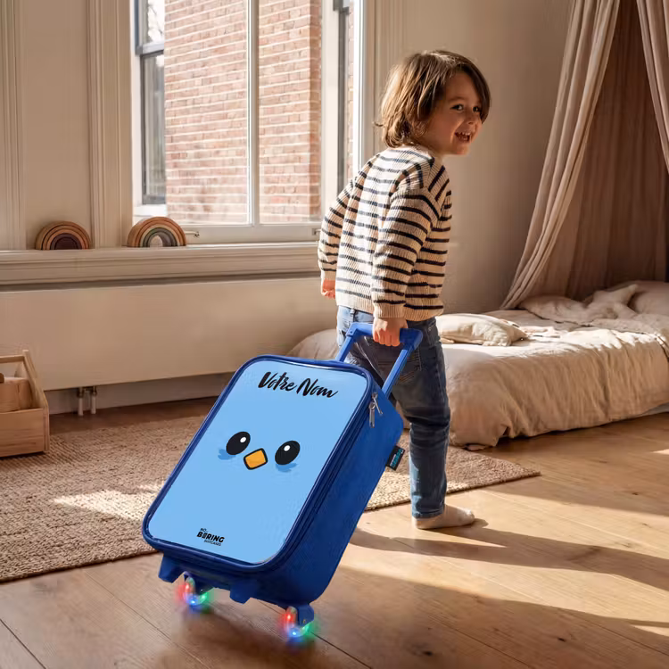 Valise enfant avec nom - Bleu - Kawai - Oiseau - Bleu — 2